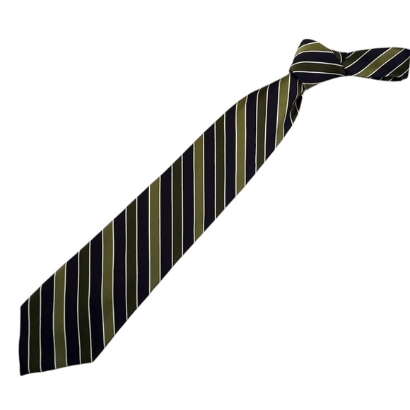Chaps Ralph Lauren Tie Green & Navy Stripes Preppy Formal 58” x 3.5” - Picture 1 of 11